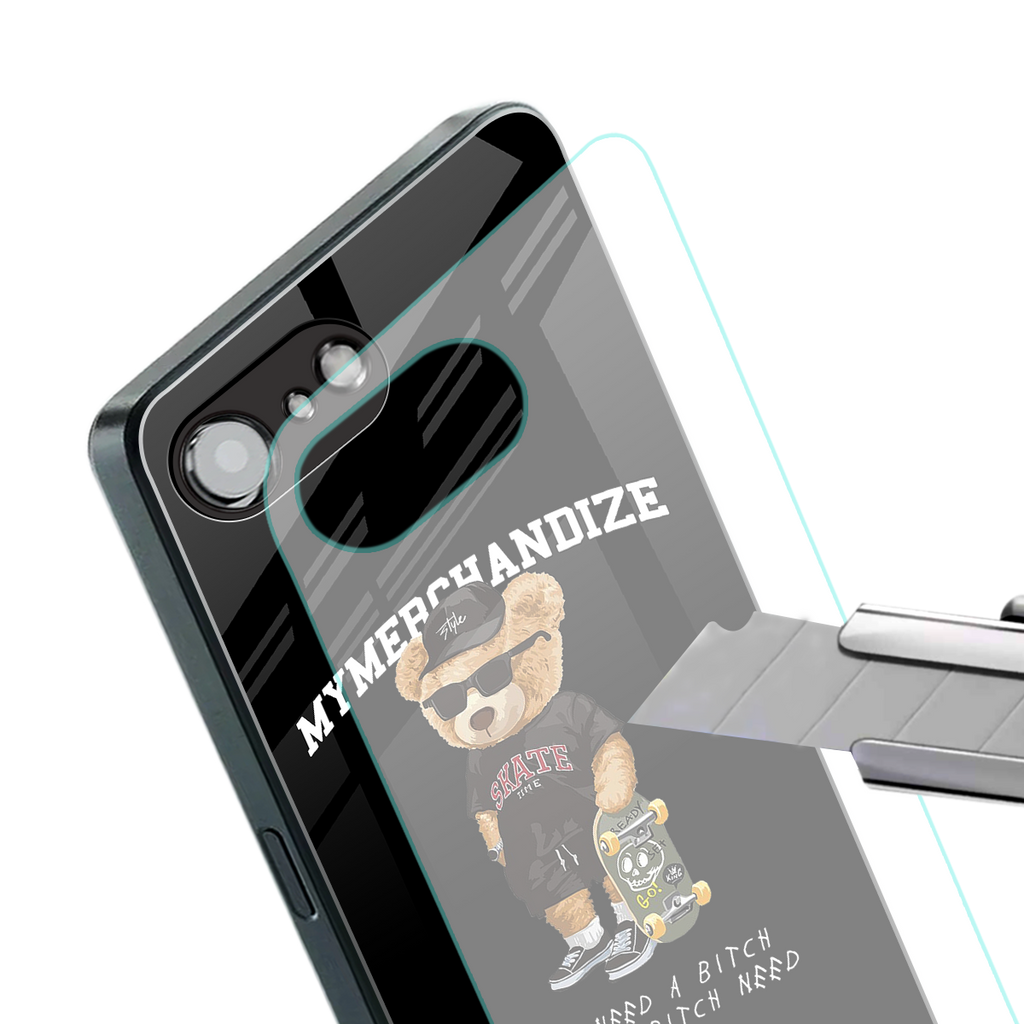 alpha bear back phone cover | glass case for iphone 16e