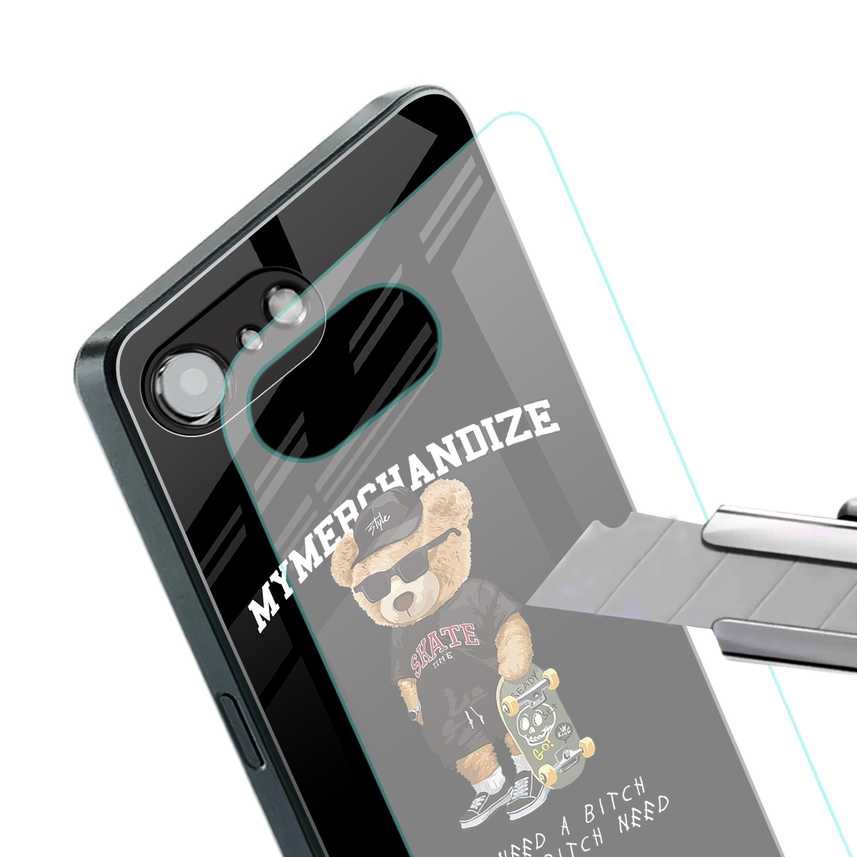 alpha bear back phone cover | glass case for iphone 16e