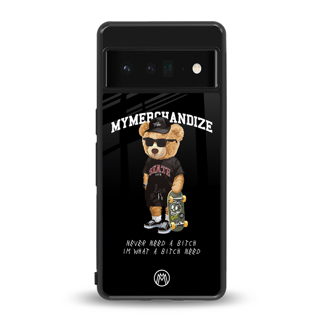 alpha bear back phone cover | glass case for google pixel 6 pro