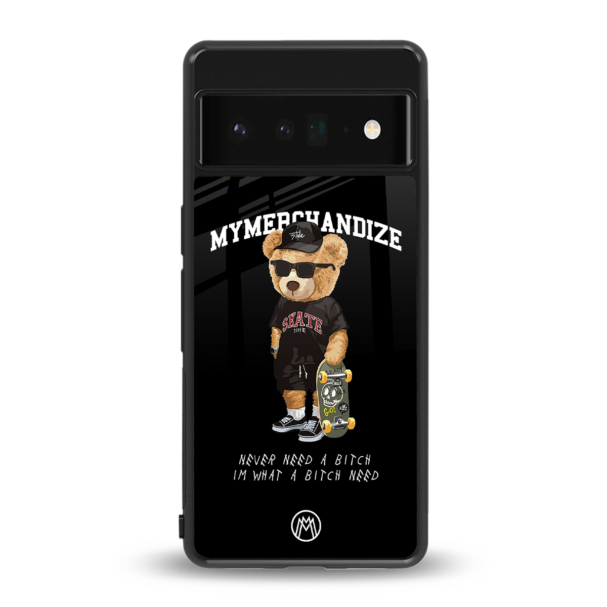 alpha bear back phone cover | glass case for google pixel 6 pro