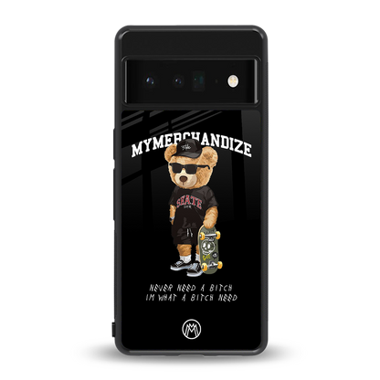 alpha bear back phone cover | glass case for google pixel 6 pro