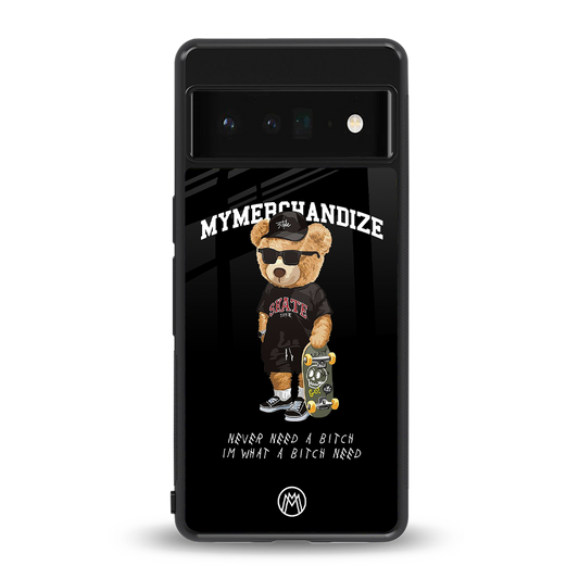 alpha bear back phone cover | glass case for google pixel 6 pro