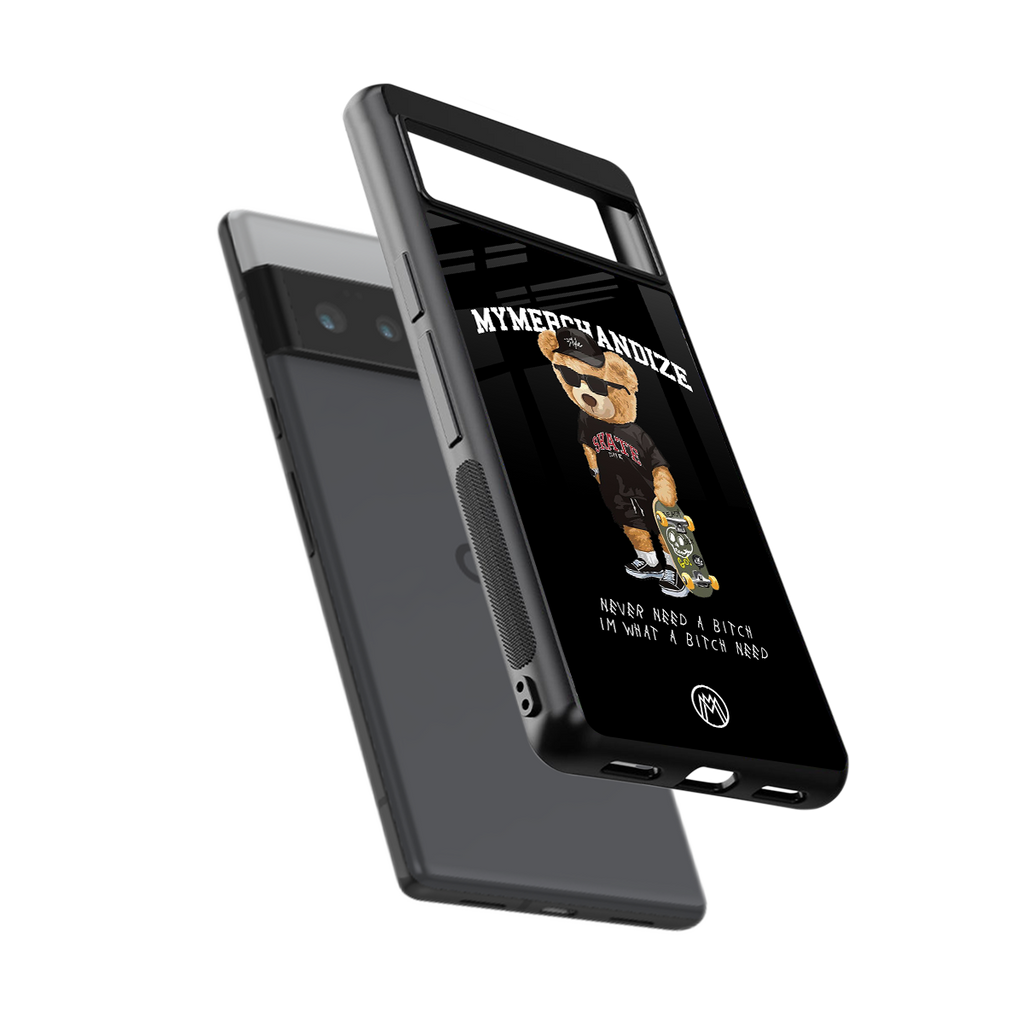alpha bear back phone cover | glass case for google pixel 6 pro