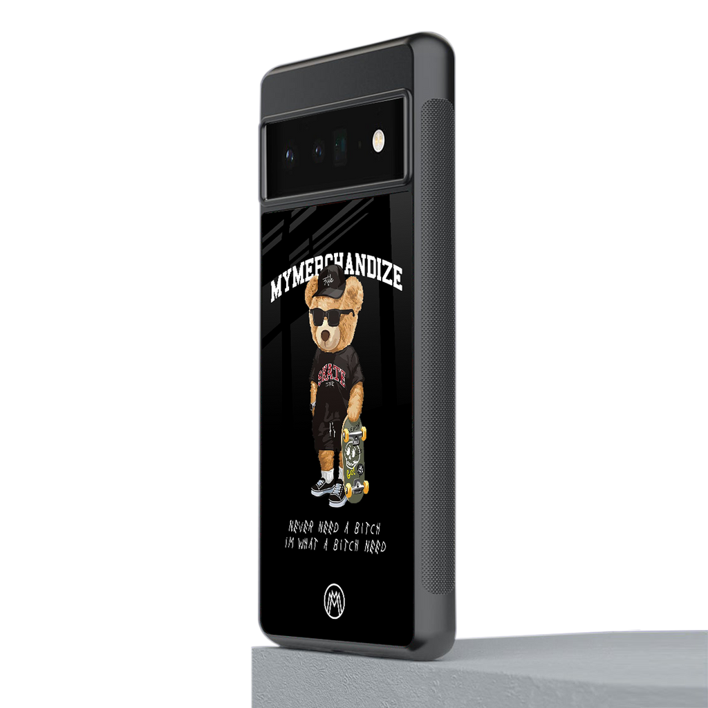 alpha bear back phone cover | glass case for google pixel 6 pro