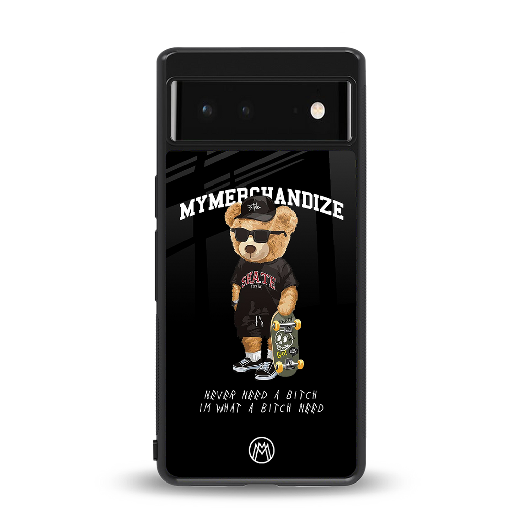 alpha bear back phone cover | glass case for google pixel 6
