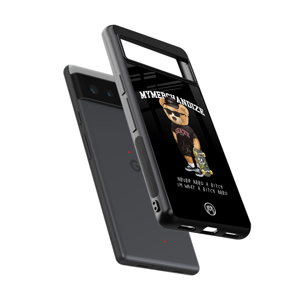 alpha bear back phone cover | glass case for Google Pixel 6A