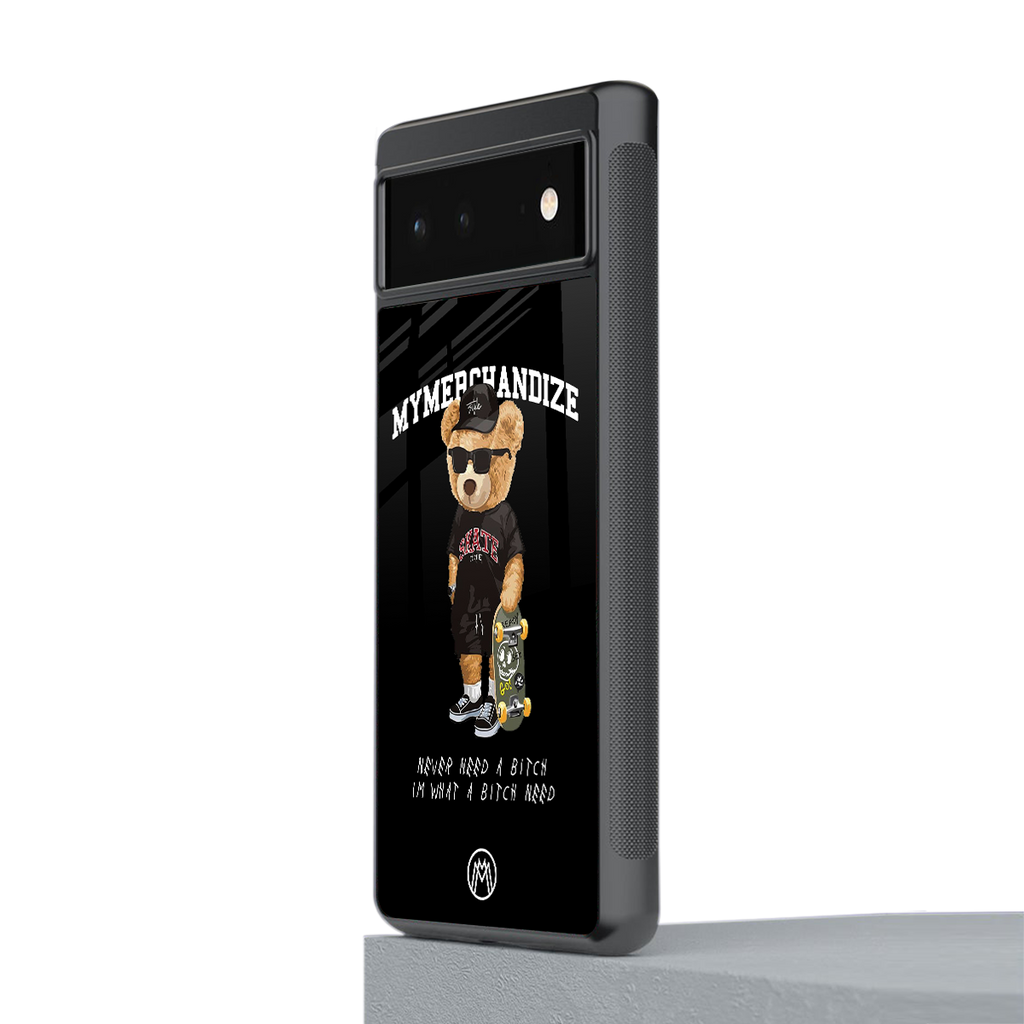 alpha bear back phone cover | glass case for google pixel 6