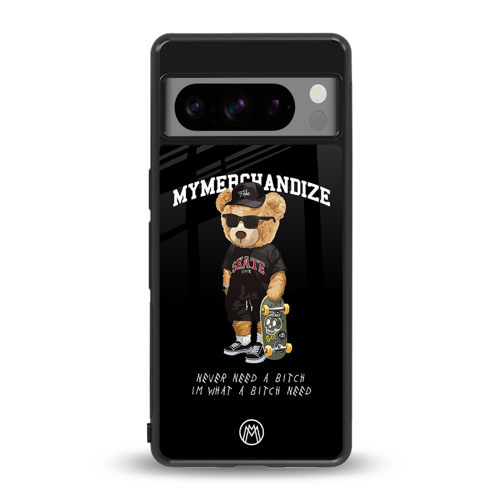 alpha bear back phone cover | glass case for google pixel 8 pro