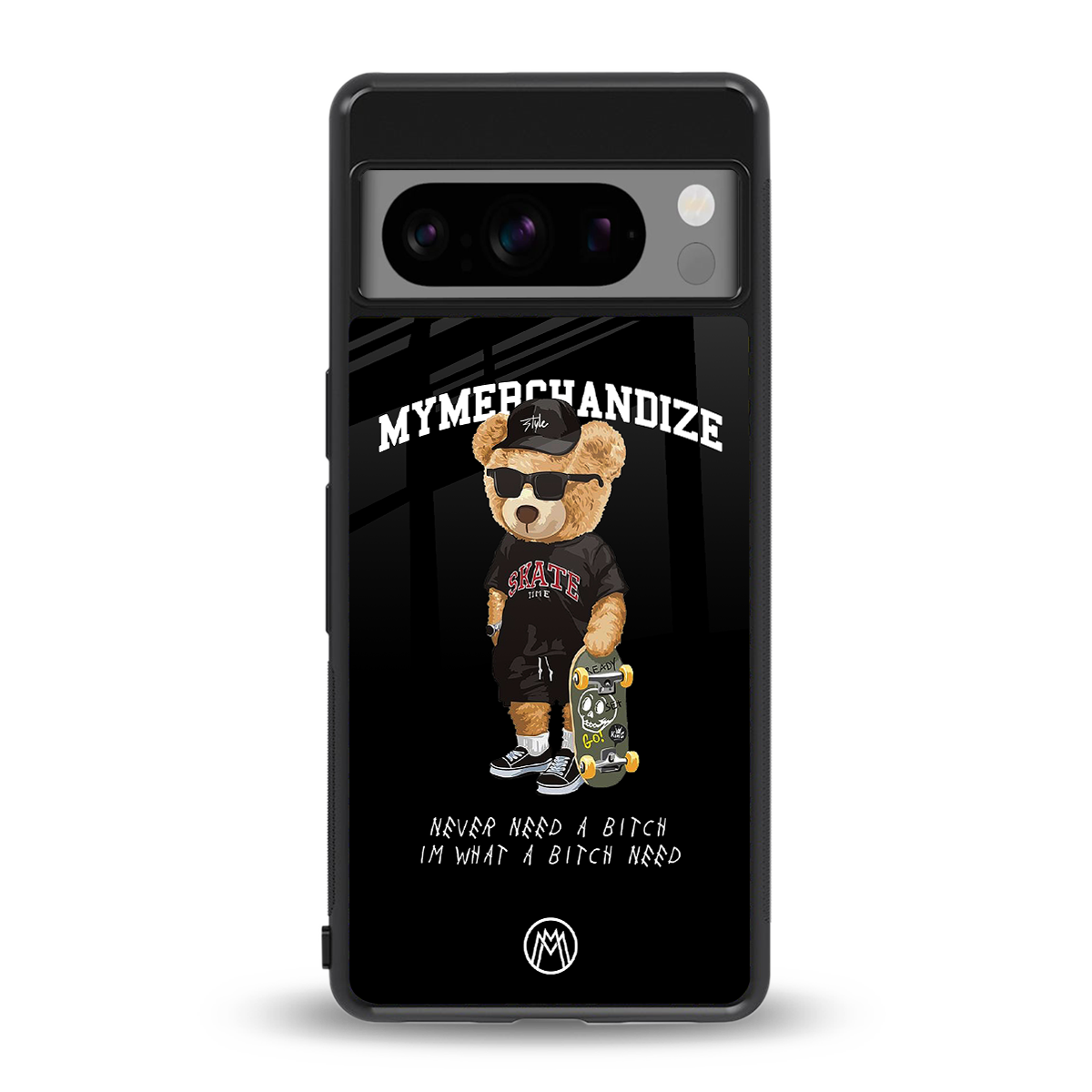 alpha bear back phone cover | glass case for google pixel 8 pro