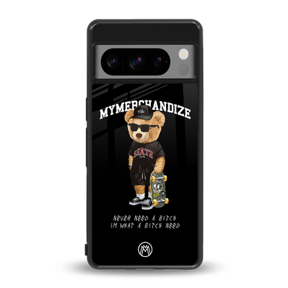 alpha bear back phone cover | glass case for google pixel 8 pro