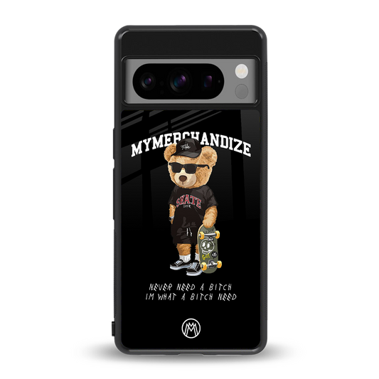 alpha bear back phone cover | glass case for google pixel 8 pro