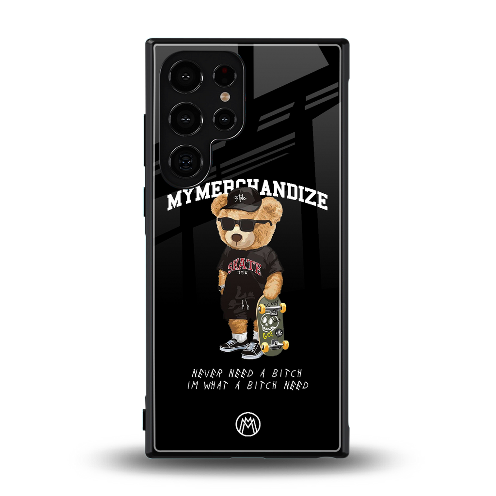 alpha bear back phone cover | glass case for samsung galaxy s23 ultra