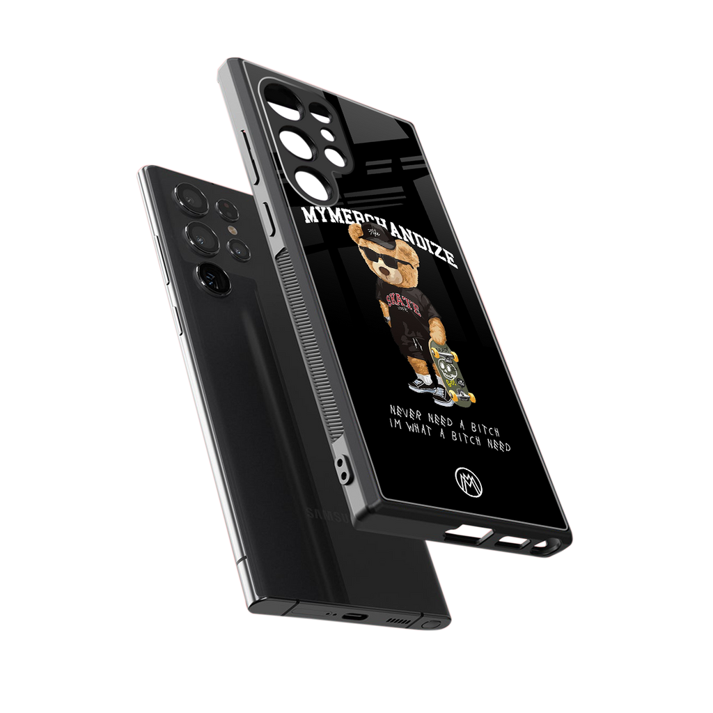 alpha bear back phone cover | glass case for samsung galaxy s23 ultra