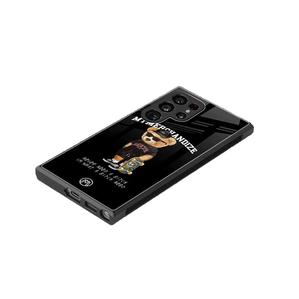 alpha bear back phone cover | glass case for samsung galaxy s23 ultra
