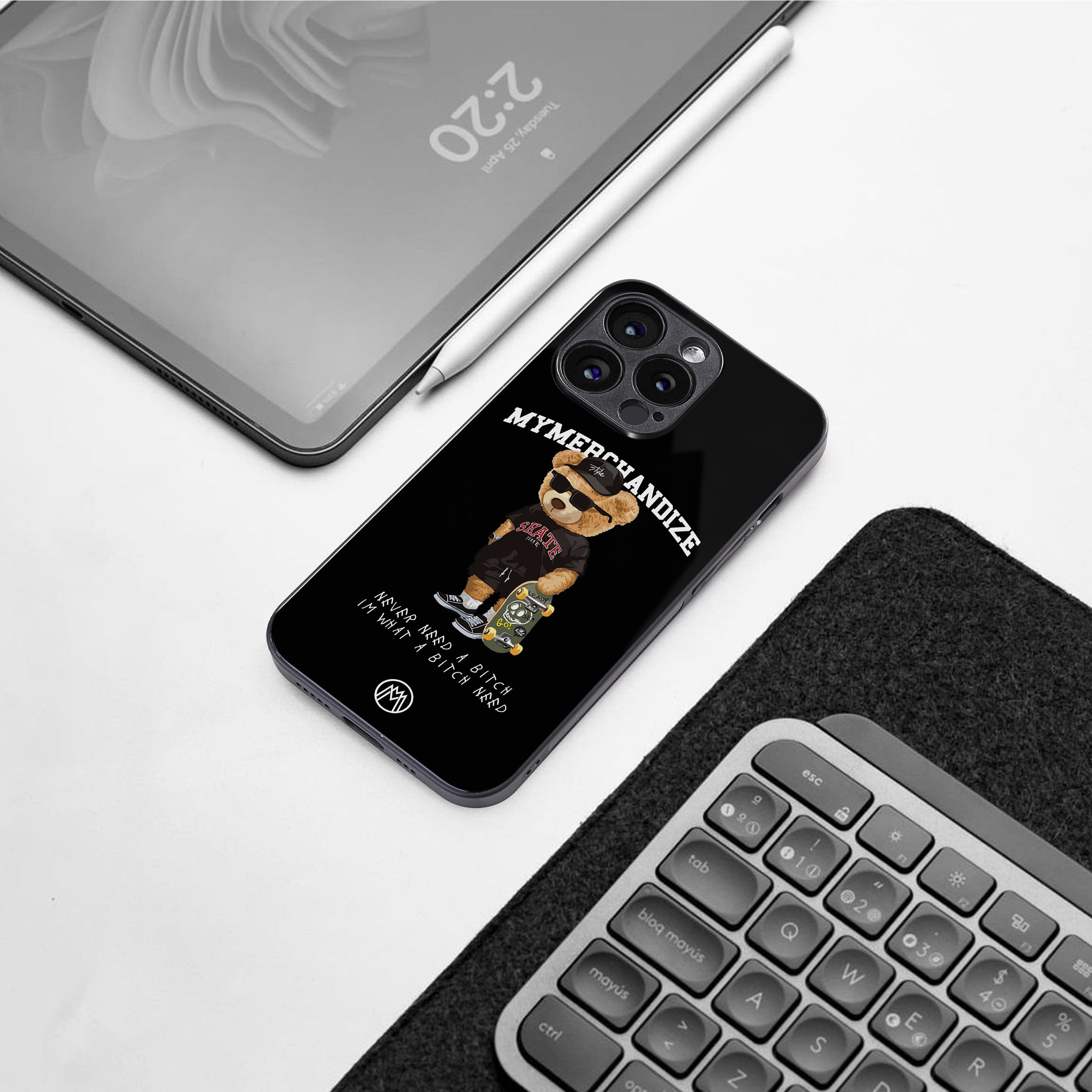 alpha bear back phone cover | glass case for iphone 16 pro
