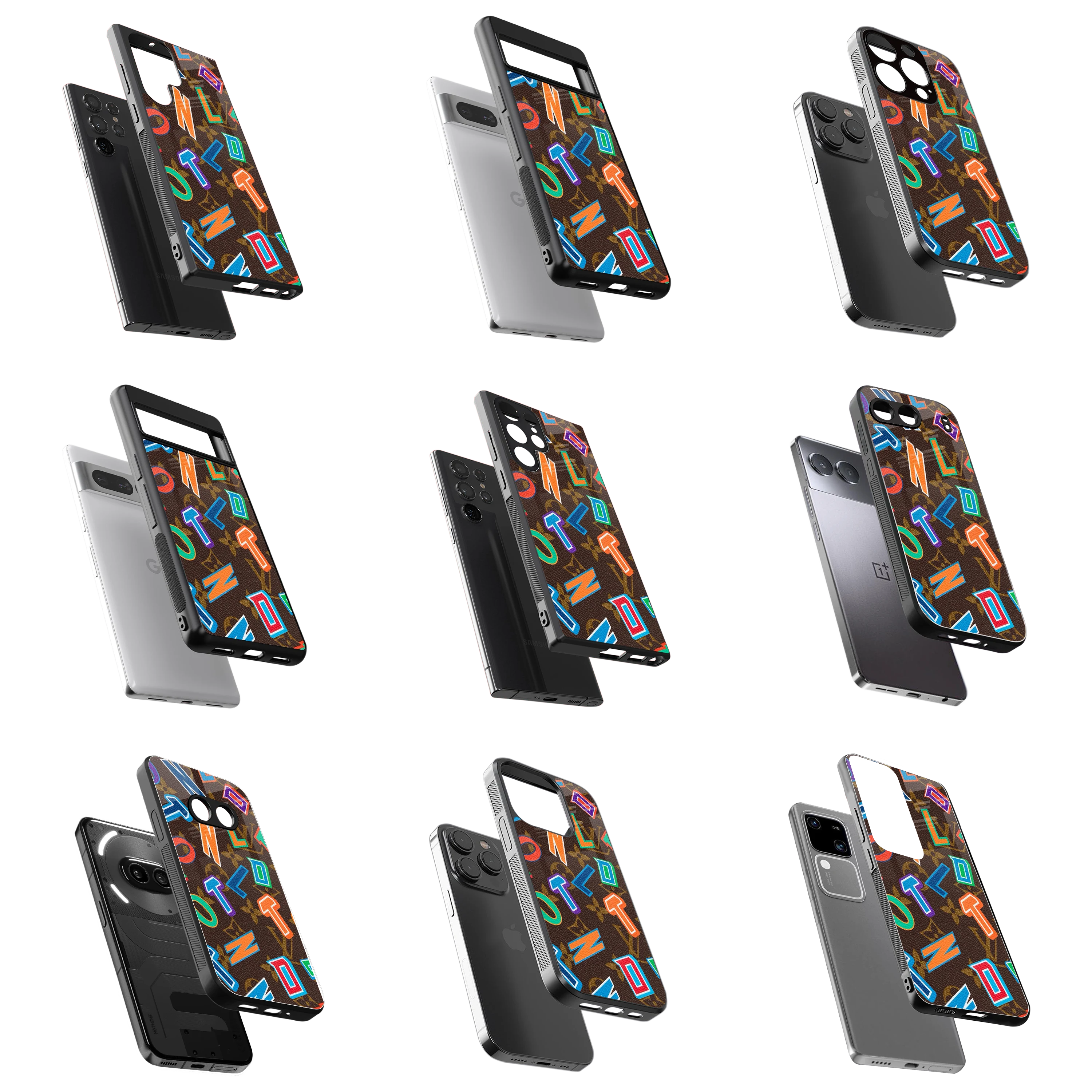 Durable Glass Back Mobile Case for iPhone, Samsung, OnePlus, Google Pixel, Redmi, Vivo, Oppo