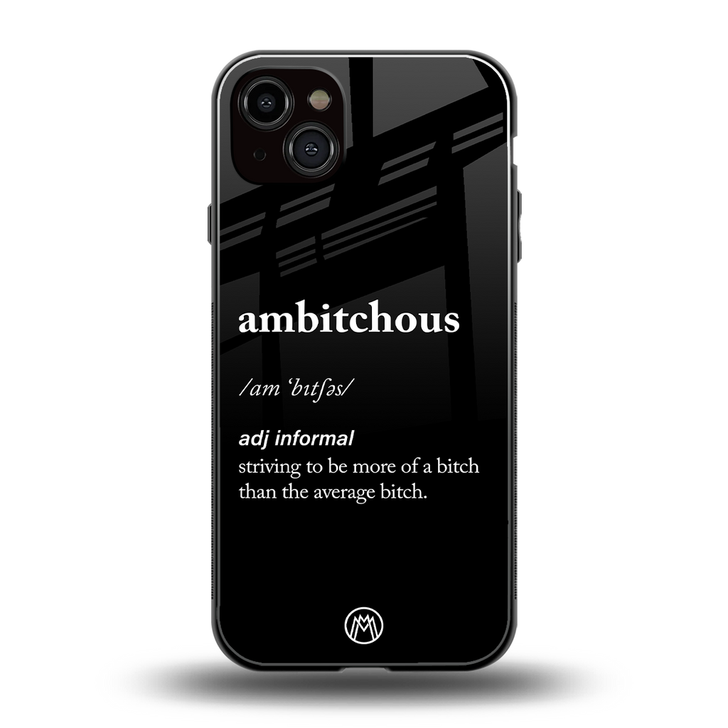 ambitchous back phone cover | glass case for iphone 15 plus