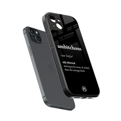 ambitchous back phone cover | glass case for iphone 15 plus