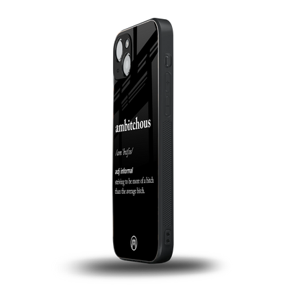 ambitchous back phone cover | glass case for iphone 15 plus
