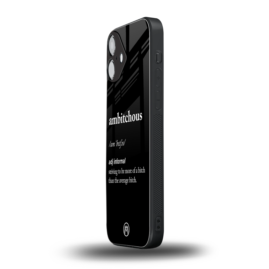 ambitchous back phone cover | glass case for iphone 16 plus