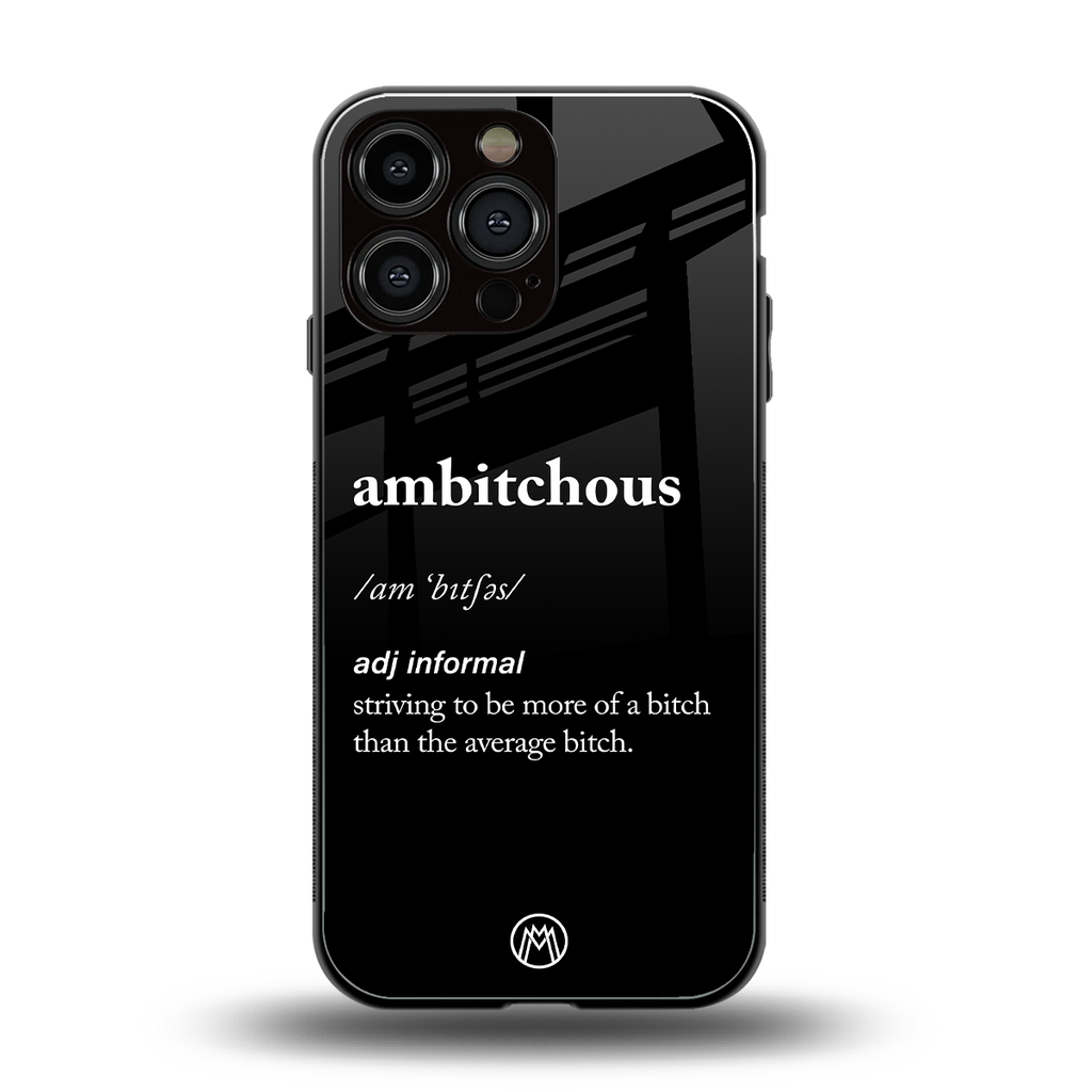 ambitchous back phone cover | glass case for iphone 16 pro max