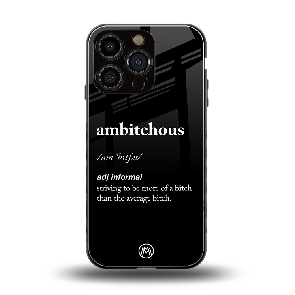 ambitchous back phone cover | glass case for iphone 16 pro
