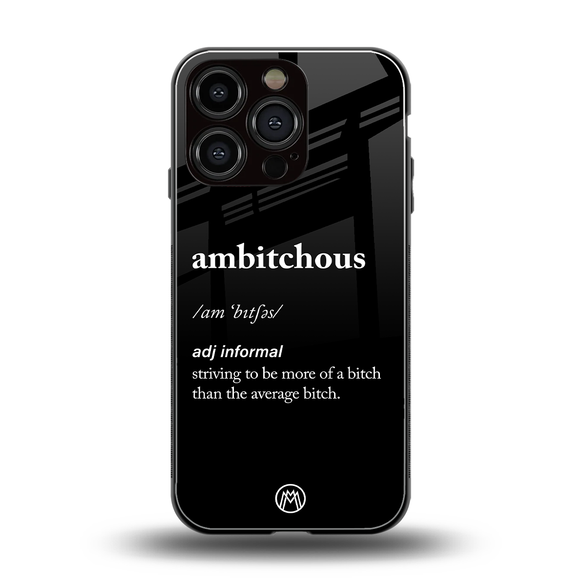 ambitchous back phone cover | glass case for iphone 16 pro