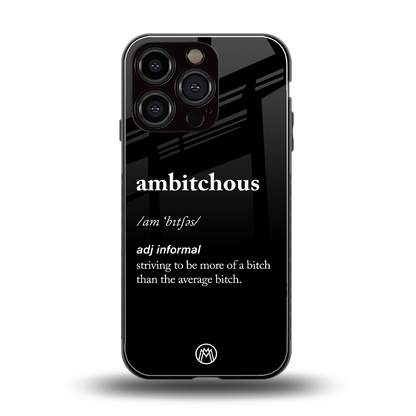 ambitchous back phone cover | glass case for iphone 16 pro