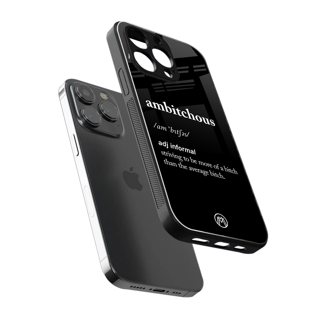 ambitchous back phone cover | glass case for iphone 16 pro