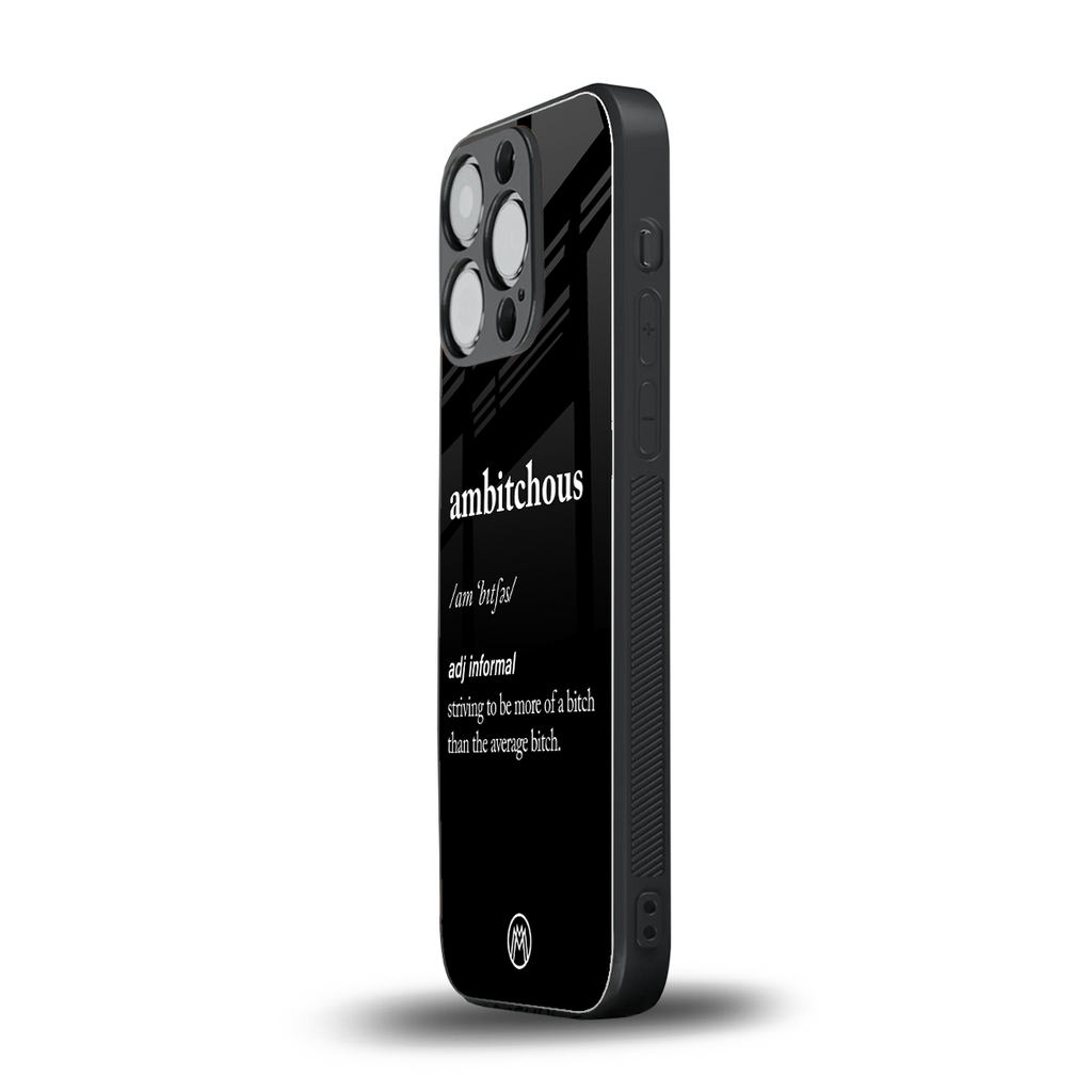 ambitchous back phone cover | glass case for iphone 16 pro