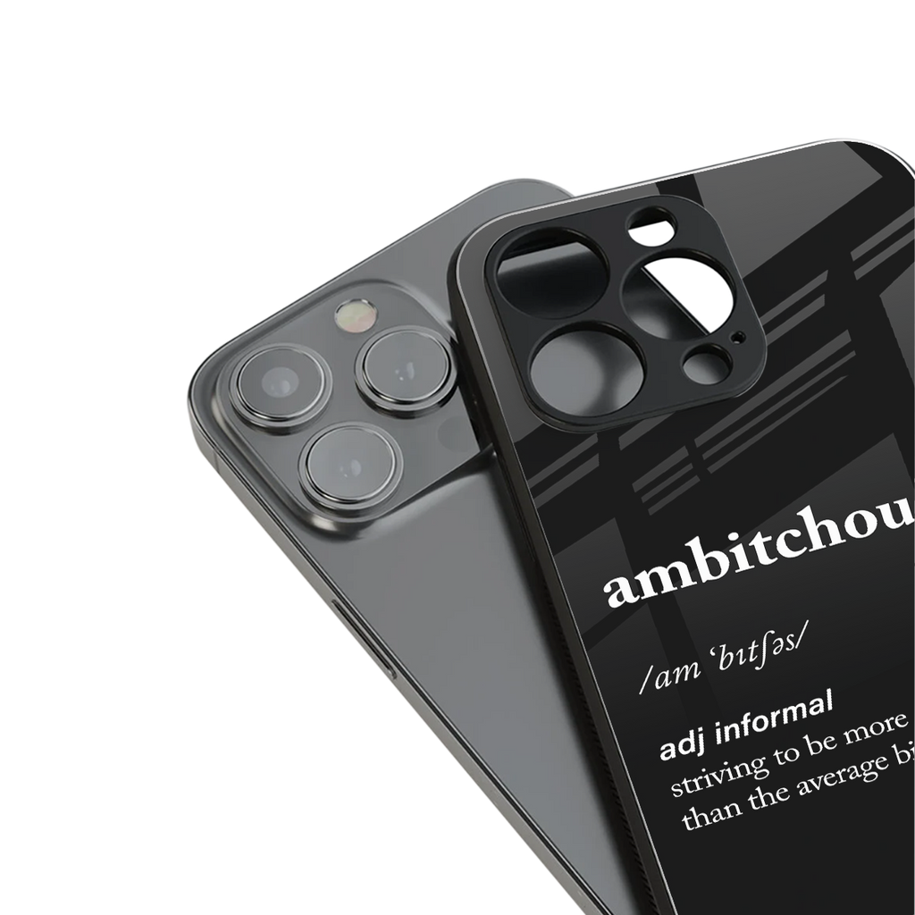 ambitchous back phone cover | glass case for iphone 16 pro