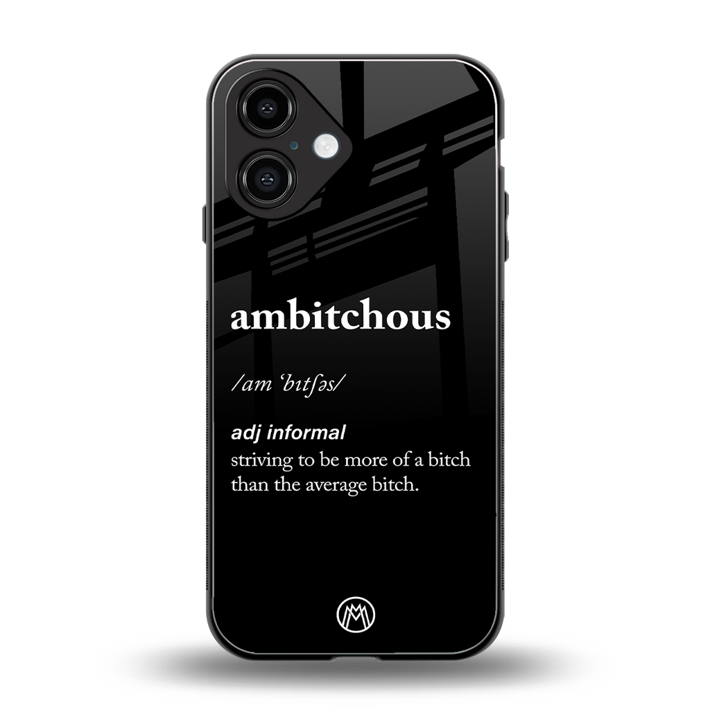 ambitchous back phone cover | glass case for iphone 16