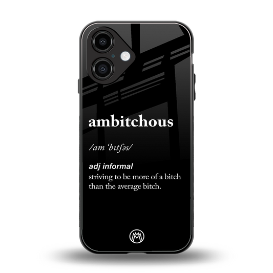 ambitchous back phone cover | glass case for iphone 16