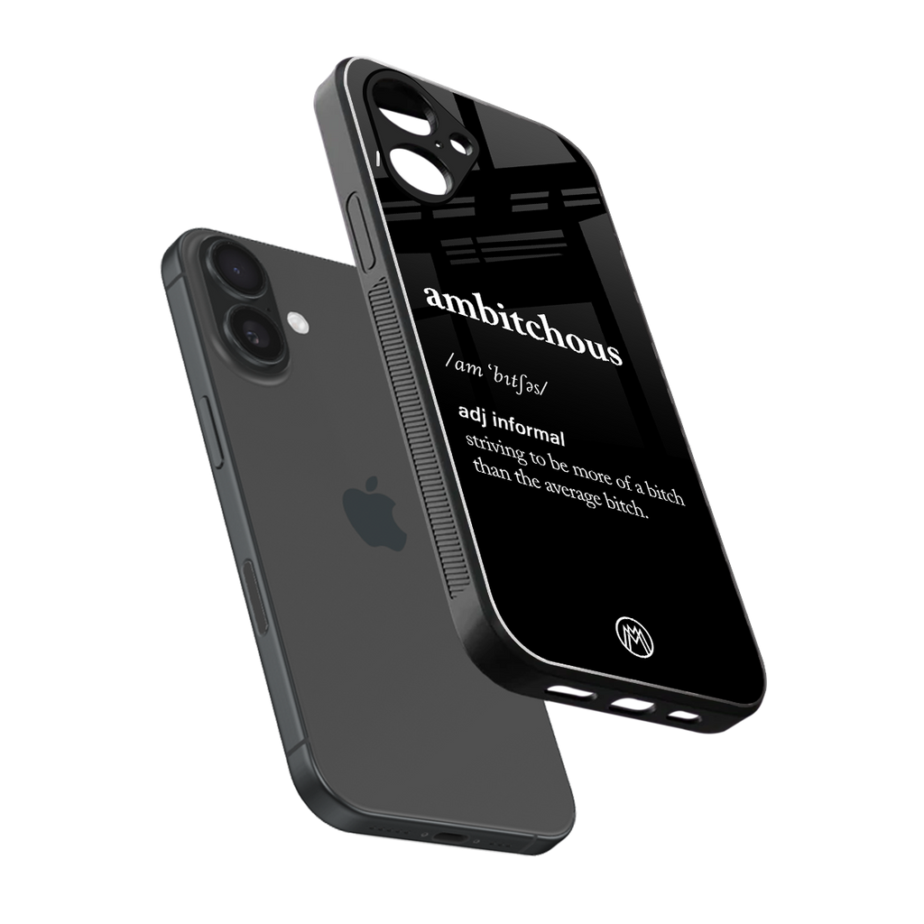 ambitchous back phone cover | glass case for iphone 16