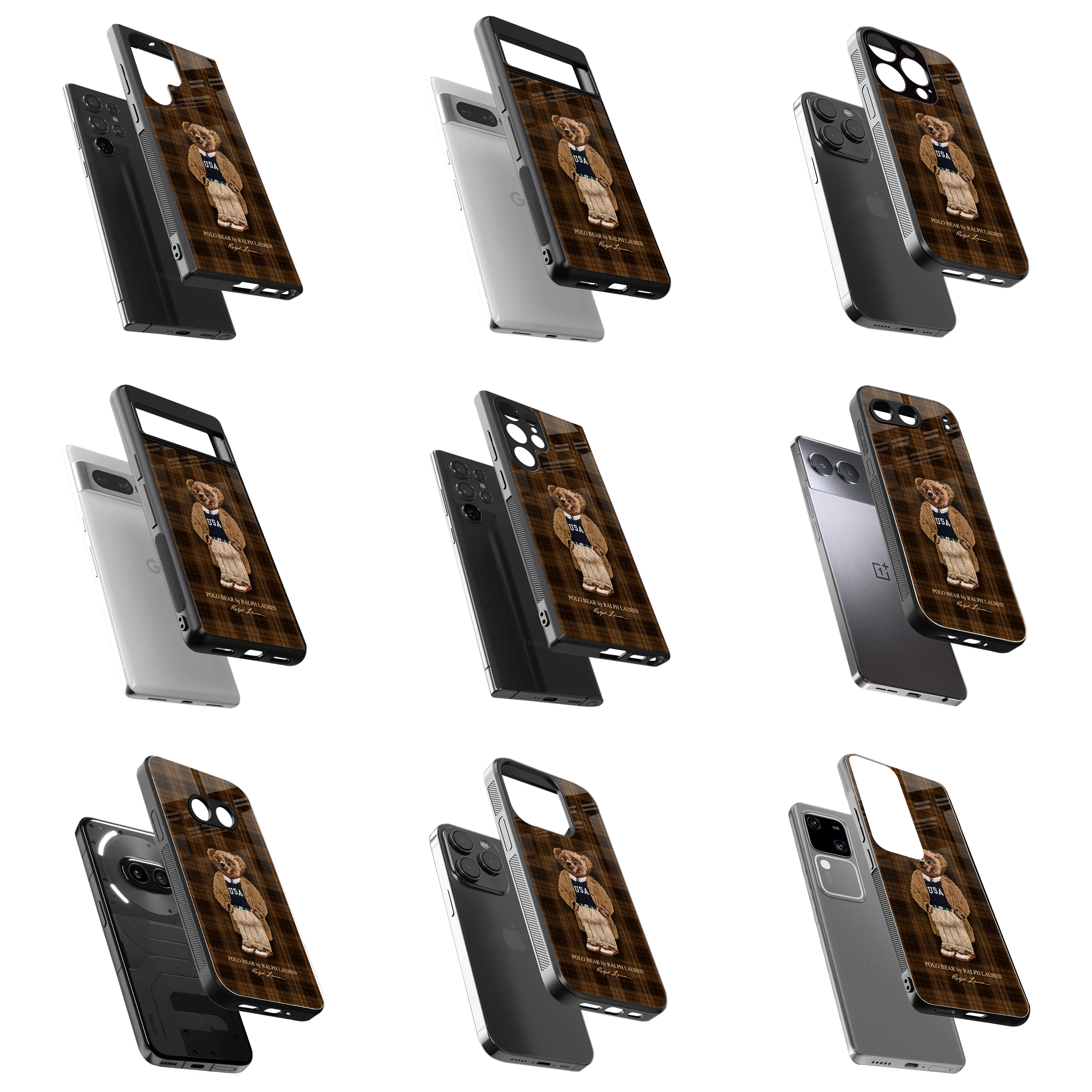 Durable Glass Back Mobile Case for iPhone, Samsung, OnePlus, Google Pixel, Redmi, Vivo, Oppo