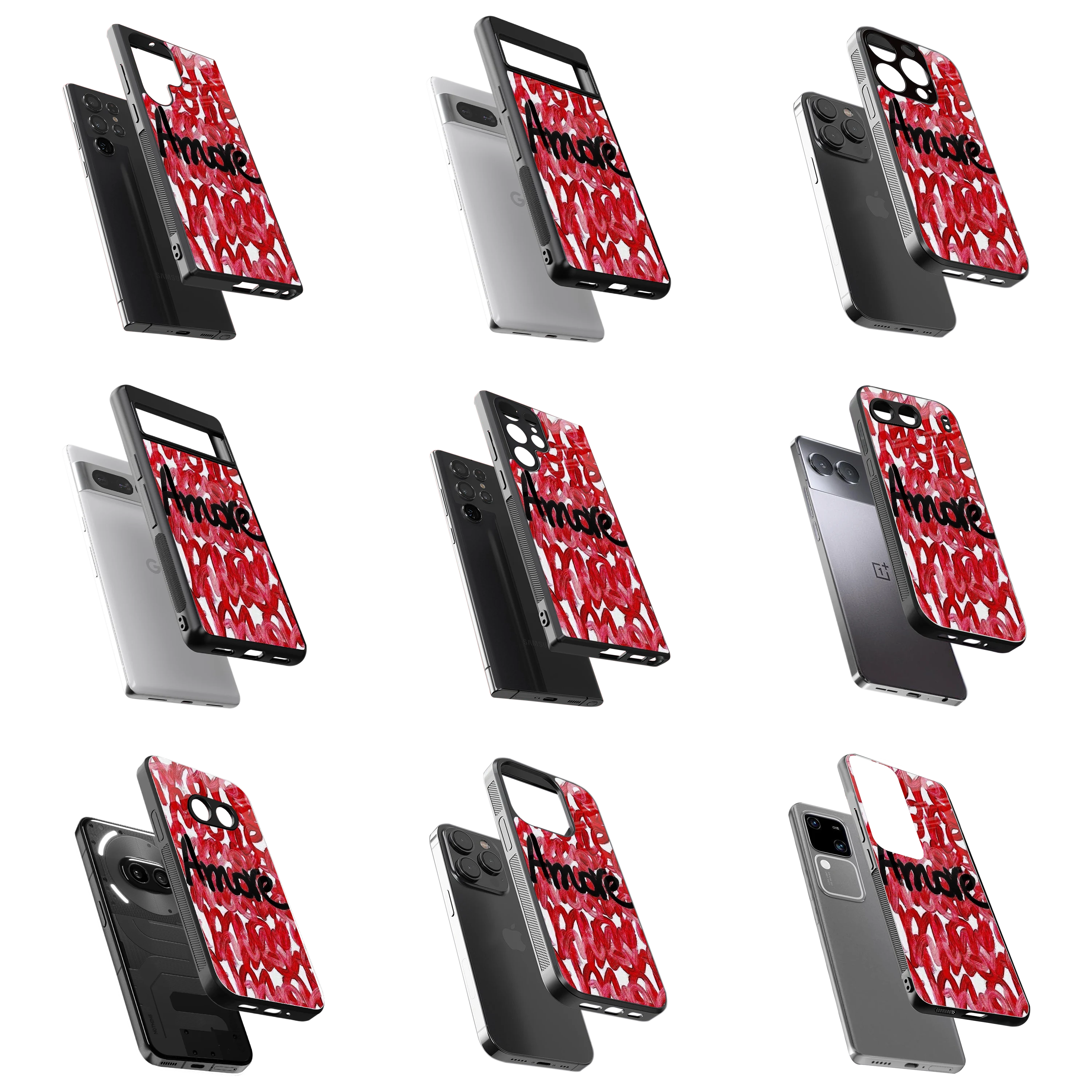 Durable Glass Back Mobile Case for iPhone, Samsung, OnePlus, Google Pixel, Redmi, Vivo, Oppo