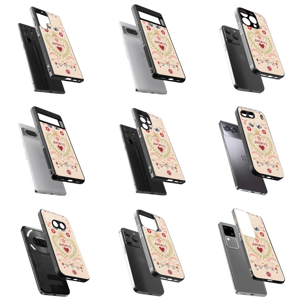 Durable Glass Back Mobile Case for iPhone, Samsung, OnePlus, Google Pixel, Redmi, Vivo, Oppo