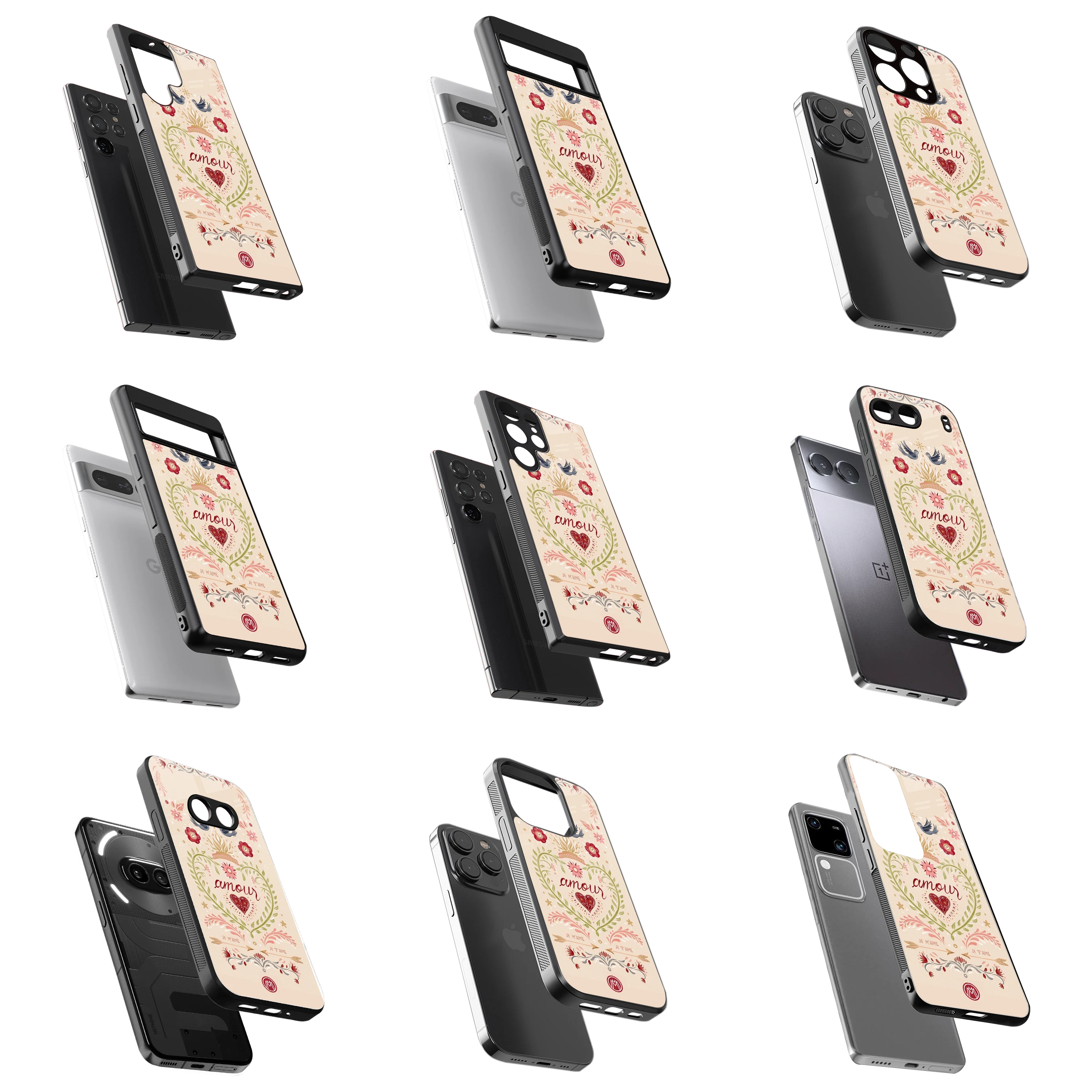 Durable Glass Back Mobile Case for iPhone, Samsung, OnePlus, Google Pixel, Redmi, Vivo, Oppo