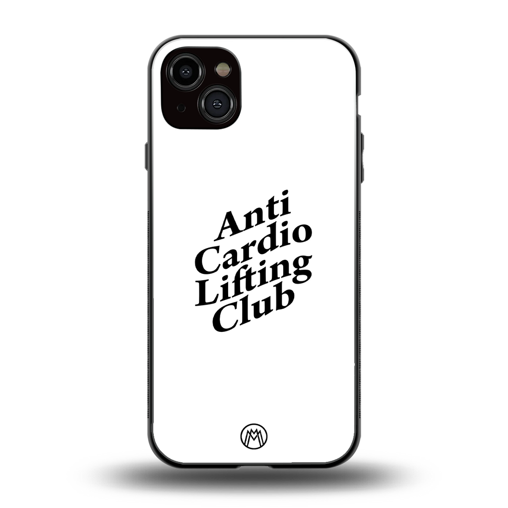 anti cardio lifting club back phone cover | glass case for iphone 15 plus
