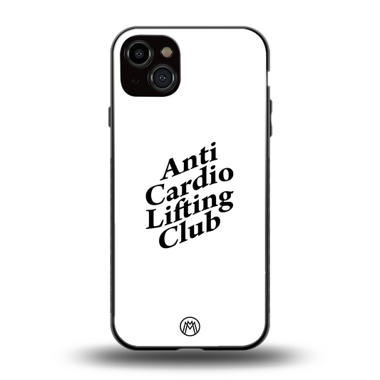 anti cardio lifting club back phone cover | glass case for iphone 15 plus