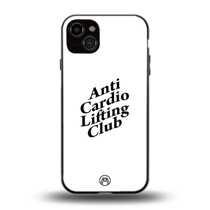 anti cardio lifting club back phone cover | glass case for iphone 14 plus