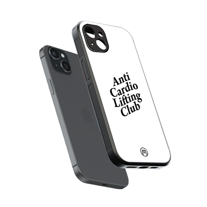anti cardio lifting club back phone cover | glass case for iphone 15 plus