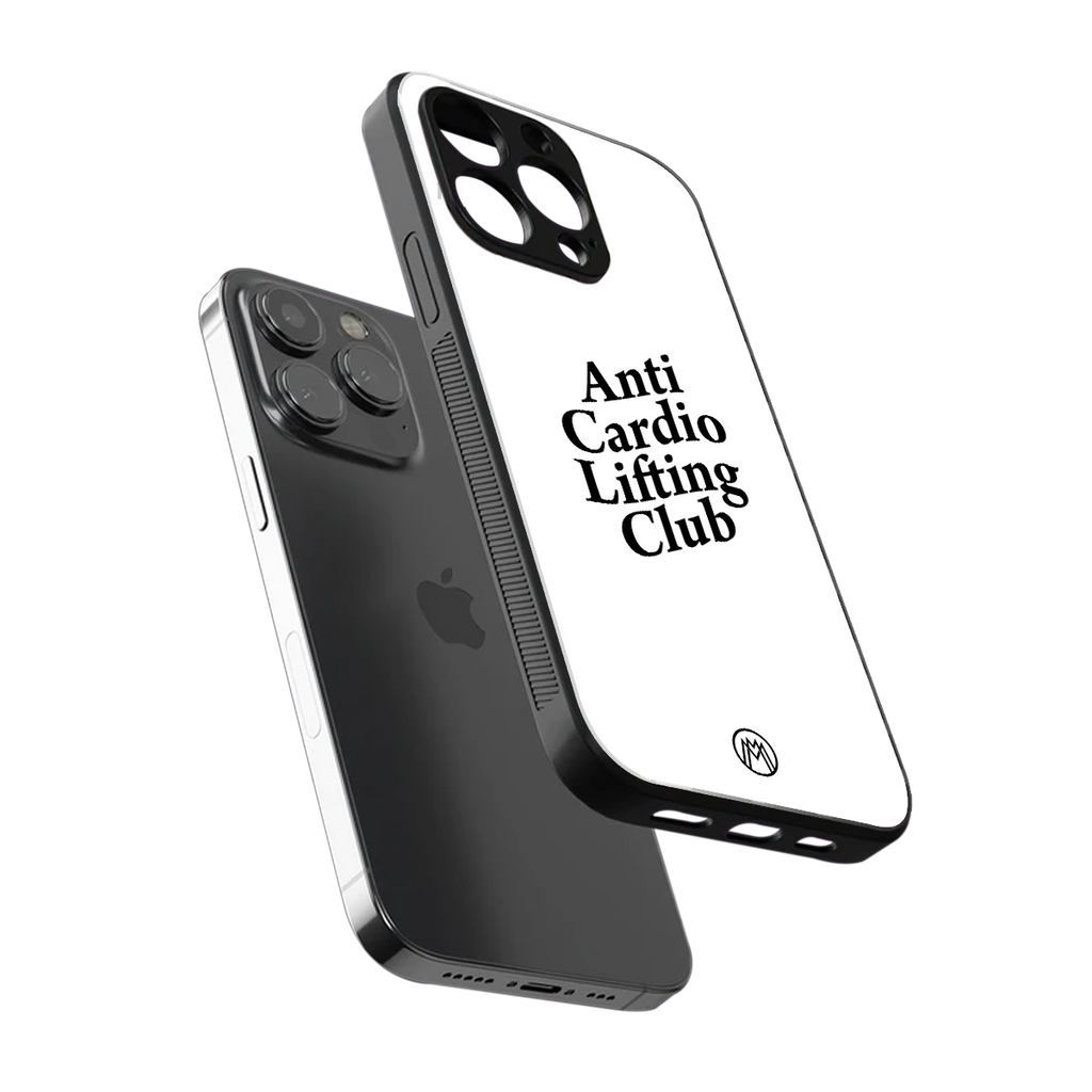 anti cardio lifting club back phone cover | glass case for iphone 15 pro max