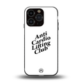 anti cardio lifting club back phone cover | glass case for iphone 15 pro