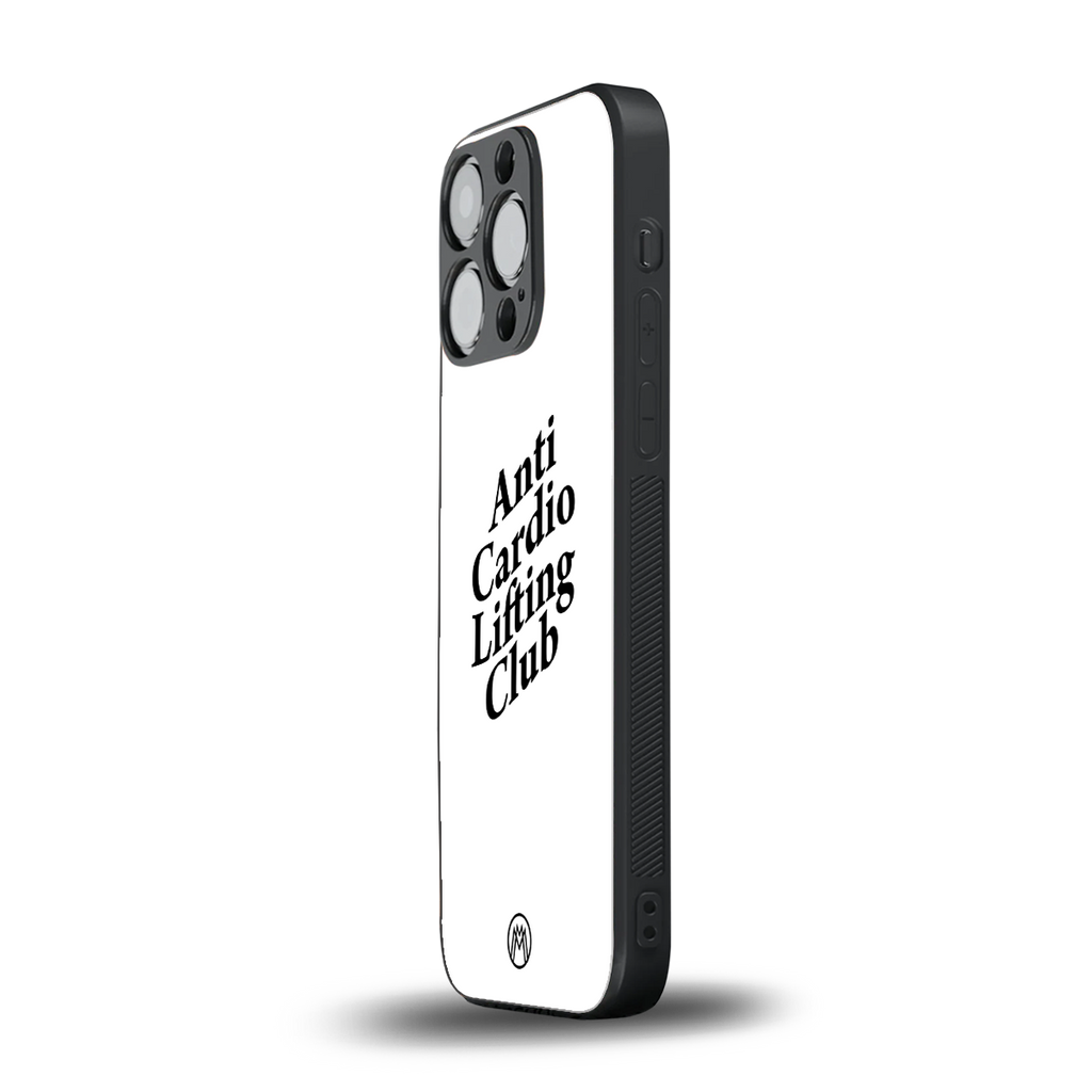anti cardio lifting club back phone cover | glass case for iphone 15 pro
