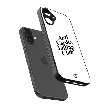 anti cardio lifting club back phone cover | glass case for iphone 16 plus