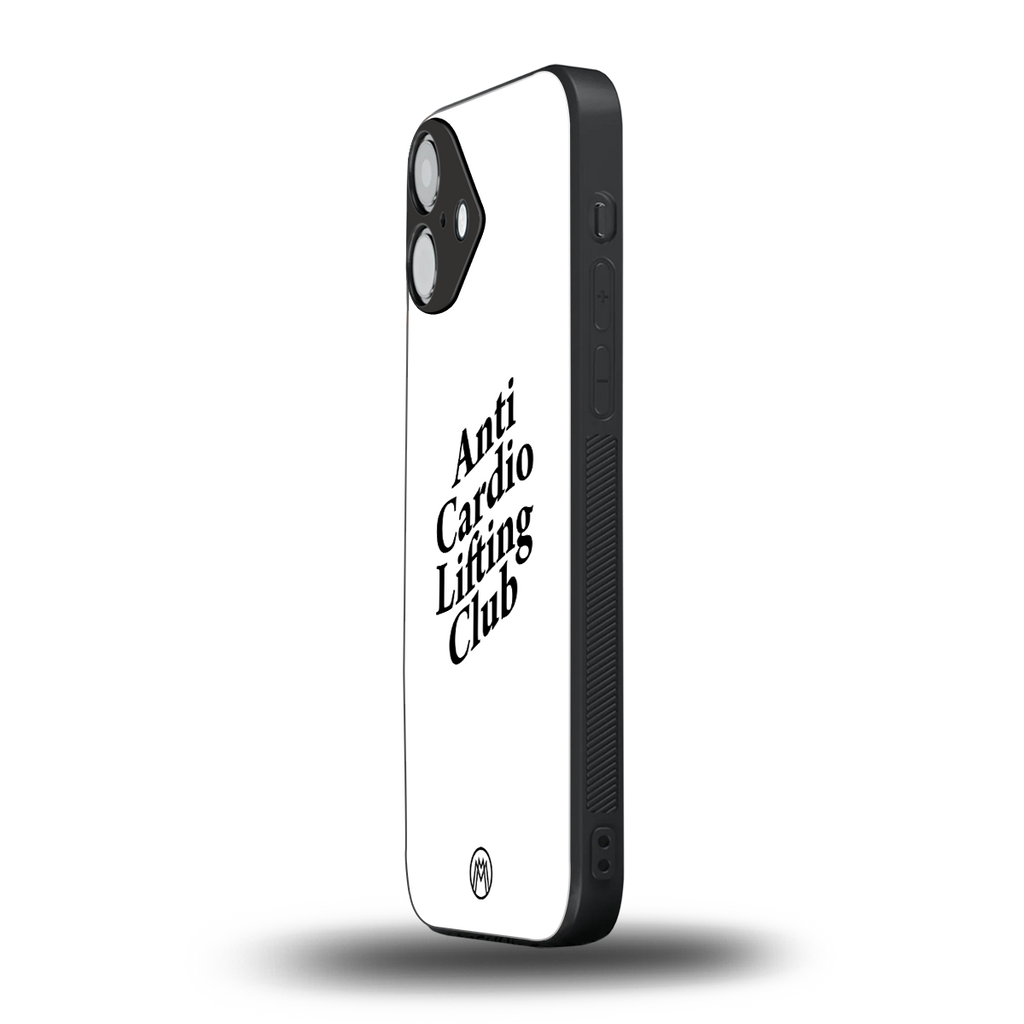 anti cardio lifting club back phone cover | glass case for iphone 16 plus
