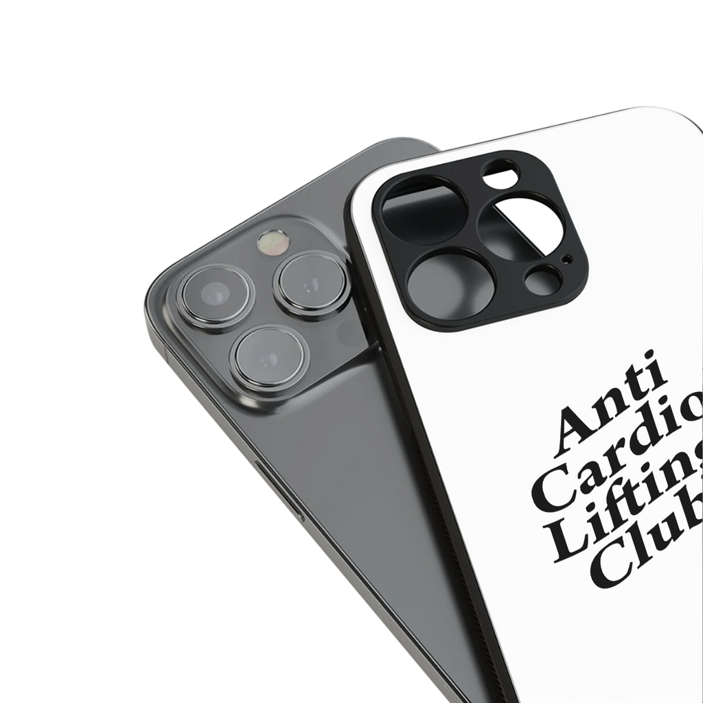 anti cardio lifting club back phone cover | glass case for iphone 16 plus