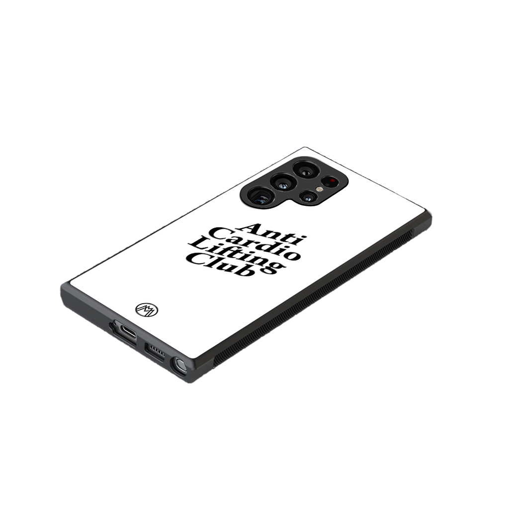 anti cardio lifting club back phone cover | glass case for samsung galaxy s24 ultra
