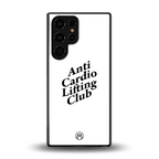 anti cardio lifting club back phone cover | glass case for samsung galaxy s25 ultra